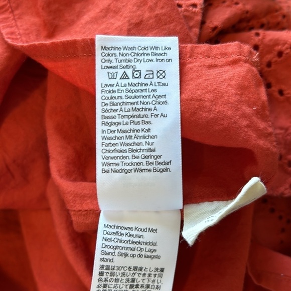 MADEWELL Eyelet Ruffle Sleeve Mini Dress Fresh Chili Orange Cap Sleeve Sz L - Picture 13 of 16
